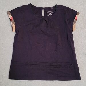 Burberry Black Top with Patterned Sleeves